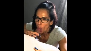 brunette amateur wife takes cum in her mouth