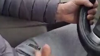 handjob in mooving car while couple travel