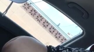 latina amateur gives blowjob in a car for money