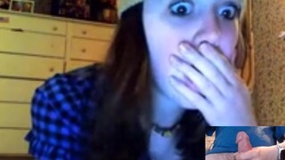 surprised teen watching cumshot on webcam
